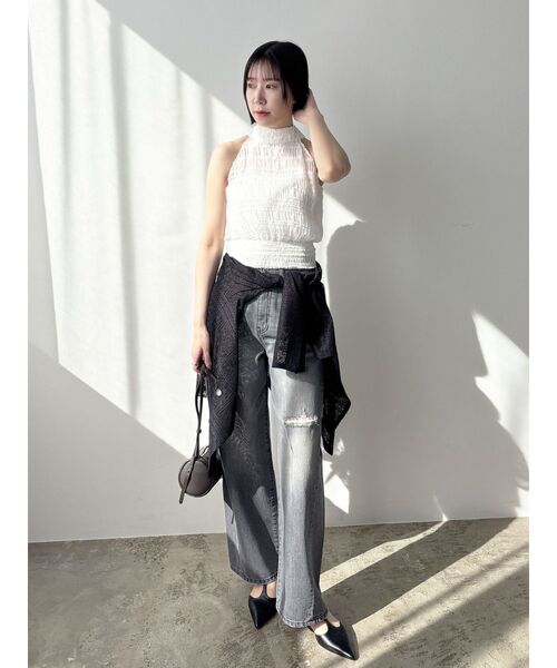 LAGUNAMOON(ラグナムーン)の「ボウタイシャーリングブラウス 【夏服】【シアートップス】(シャツ/ブラウス・レディース・ホワイト/ブラック/グリーン・FREE)」の19枚目の写真
