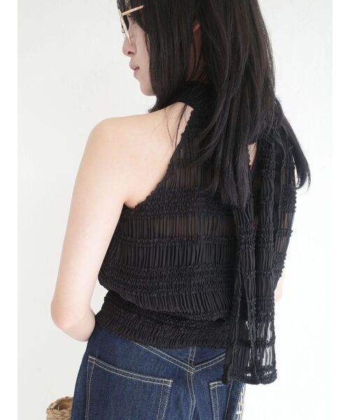 LAGUNAMOON（ラグナムーン）の「ボウタイシャーリングブラウス（シャツ/ブラウス・レディース・ホワイト/ブラック/グリーン・FREE）」の4枚目の写真