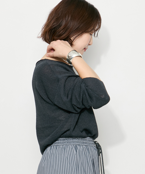 journal standard L'essage（ジャーナルスタンダードレサージュ）の「ペーパー混プルオーバー（ニット/セーター・レディース・チャコールグレー/ベージュ/レッド・FREE）」の19枚目の写真