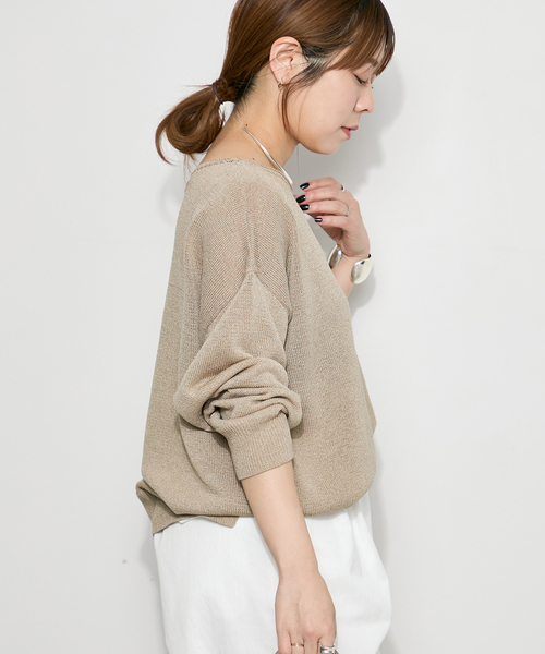 journal standard L'essage（ジャーナルスタンダードレサージュ）の「ペーパー混プルオーバー（ニット/セーター・レディース・チャコールグレー/ベージュ/レッド・FREE）」の5枚目の写真