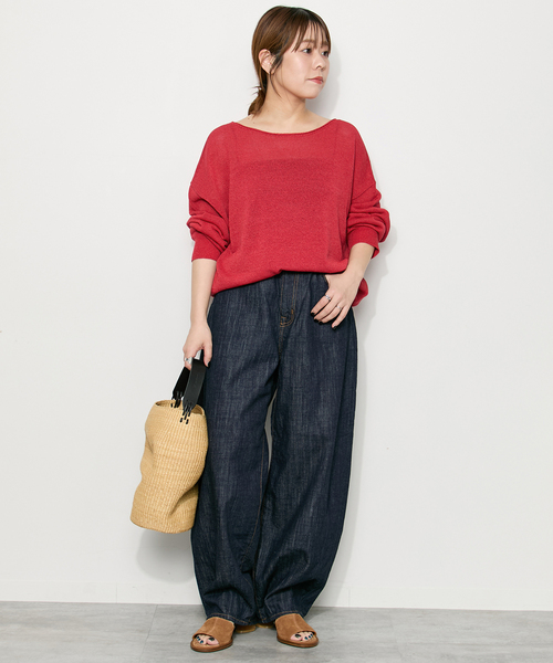 journal standard L'essage（ジャーナルスタンダードレサージュ）の「ペーパー混プルオーバー（ニット/セーター・レディース・チャコールグレー/ベージュ/レッド・FREE）」の20枚目の写真