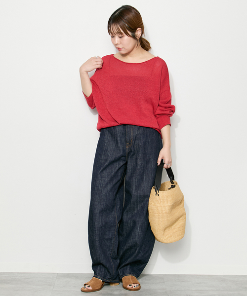 journal standard L'essage（ジャーナルスタンダードレサージュ）の「ペーパー混プルオーバー（ニット/セーター・レディース・チャコールグレー/ベージュ/レッド・FREE）」の16枚目の写真