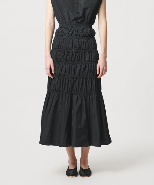 LOEFF（ロエフ）の「＜LOEFF＞グロッシー タフタ ギャザー スカート（スカート・レディース・ブラック/ダークブラウン・0/1）」の8枚目の写真