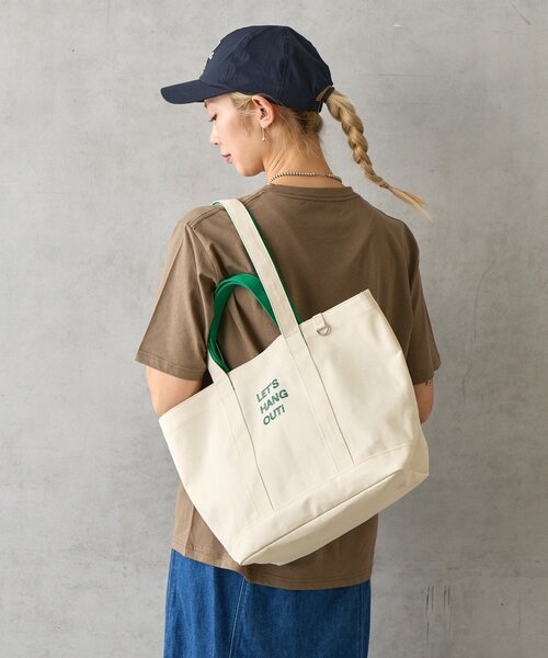 BIRTHDAY BAR（バースデイバー）の「ロゴ刺繍キャンバストートバッグ（トートバッグ・レディース・キャメル/グリーン/アイボリー・0）」の5枚目の写真