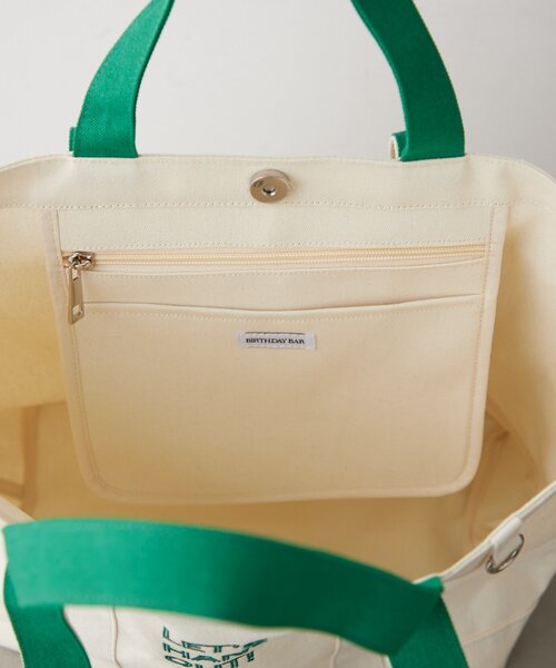BIRTHDAY BAR（バースデイバー）の「ロゴ刺繍キャンバストートバッグ（トートバッグ・レディース・キャメル/グリーン/アイボリー・0）」の15枚目の写真