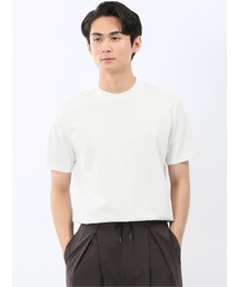 Tシャツ メンズ 半袖 ストレッチ 接触冷感 抗菌防臭 UV 綿 コットン 無地 シルケット スムス スロープネック ドレスT