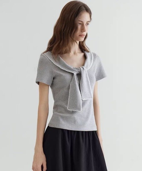 【最終値下げ】fano studios レースカラーミドルスリーブニット Fano Studios】Lace collar middle sleeve knit FC21S102-ファッション