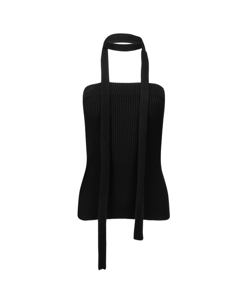 NACHE（ナチェ）の「STRAP KNIT TANK TOP BLACK（Tシャツ/カットソー・レディース・その他・1/0）」の2枚目の写真