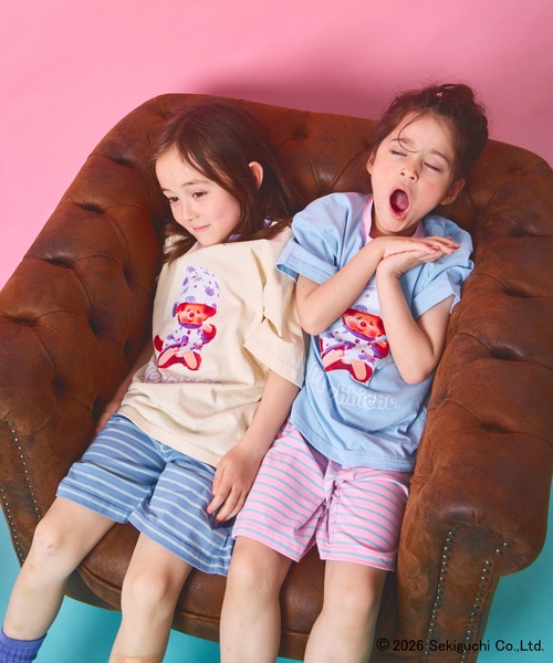 pairmanon(ペアマノン)の「【モンチッチ】ユニセックス 配色 半袖T ハーフパンツ パジャマ(ルームウェア/パジャマ・キッズ・ライトブルー/ライトベージュ・100/110/120/130/80/90)」の13枚目の写真