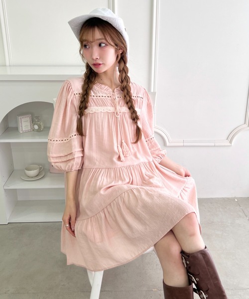 Loueme（ルエム）の「カントリーガールタッセルワンピース（ワンピース・レディース・ホワイト/ライトブルー/ピンク・FREE）」の9枚目の写真