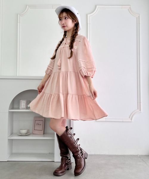 Loueme（ルエム）の「カントリーガールタッセルワンピース（ワンピース・レディース・ホワイト/ライトブルー/ピンク・FREE）」の6枚目の写真