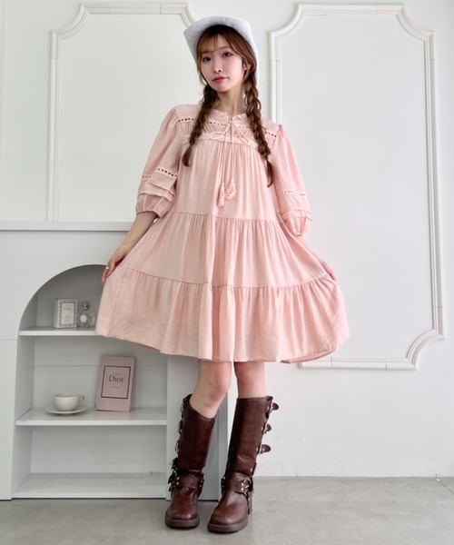 Loueme（ルエム）の「カントリーガールタッセルワンピース（ワンピース・レディース・ホワイト/ライトブルー/ピンク・FREE）」の5枚目の写真