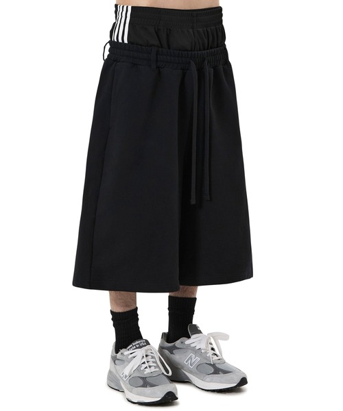 OY(オーワイ)の「『OY/オーワイ』LAYERED SWEAT HALF PANTS/レイヤードウエストスウェットハーフパンツ(スウェットパンツ・メンズ・グレー/ブラック・L/M)」の1枚目の写真