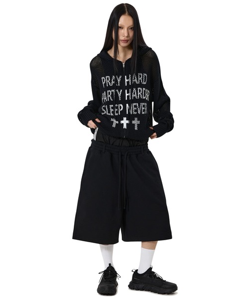 OY(オーワイ)の「『OY/オーワイ』LAYERED SWEAT HALF PANTS/レイヤードウエストスウェットハーフパンツ(スウェットパンツ・メンズ・グレー/ブラック・L/M)」の9枚目の写真