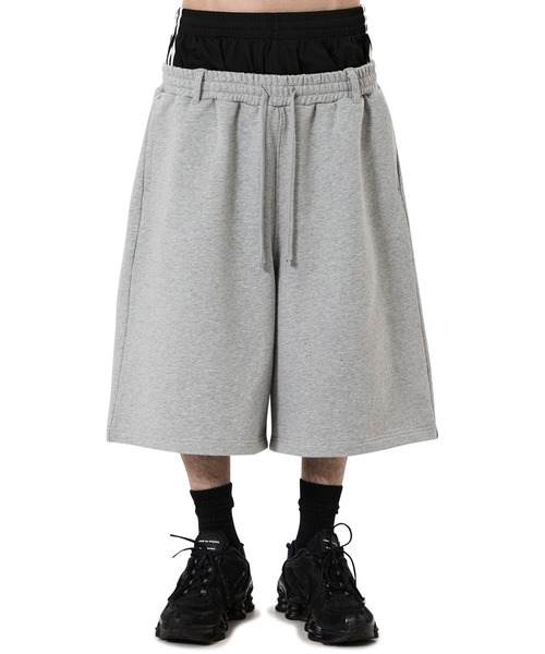 OY(オーワイ)の「『OY/オーワイ』LAYERED SWEAT HALF PANTS/レイヤードウエストスウェットハーフパンツ(スウェットパンツ・メンズ・グレー/ブラック・L/M)」の14枚目の写真