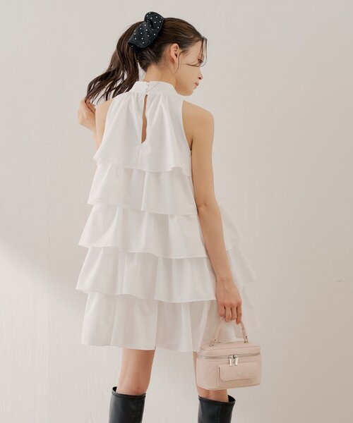 Chico(チコ)の「2wayリボンティアードミニワンピース(ワンピース・レディース・ホワイト/ホワイト系その他2/ブラック系その他2・MEDIUM/SMALL)」の6枚目の写真