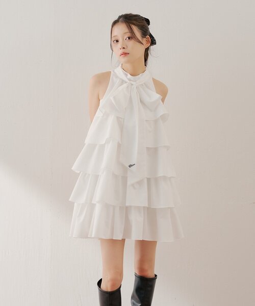 Chico(チコ)の「2wayリボンティアードミニワンピース(ワンピース・レディース・ホワイト/ホワイト系その他2/ブラック系その他2・MEDIUM/SMALL)」の8枚目の写真