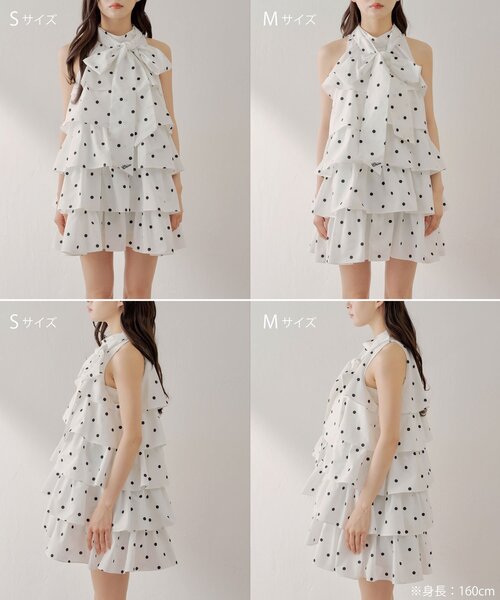 Chico(チコ)の「2wayリボンティアードミニワンピース(ワンピース・レディース・ホワイト/ホワイト系その他2/ブラック系その他2・MEDIUM/SMALL)」の10枚目の写真