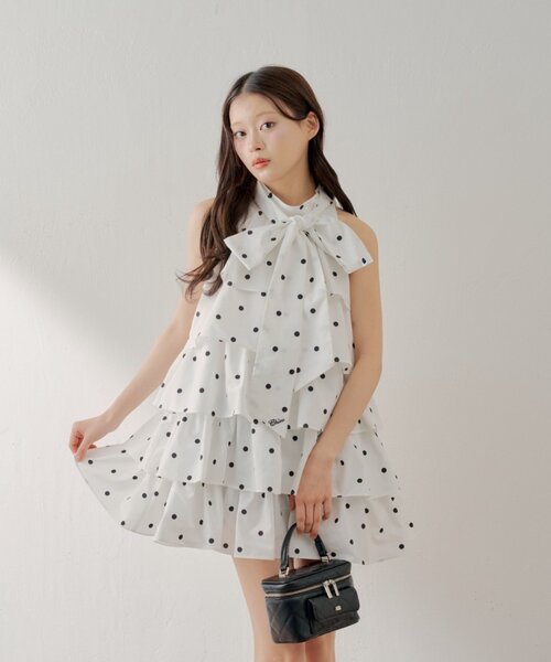 Chico(チコ)の「2wayリボンティアードミニワンピース(ワンピース・レディース・ホワイト/ホワイト系その他2/ブラック系その他2・MEDIUM/SMALL)」の11枚目の写真