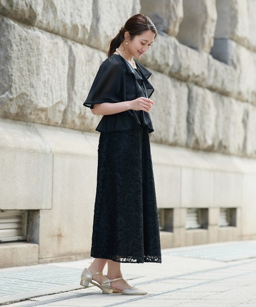 nissen(ニッセン)の「ラメボイルフリルデザインレースワンピースドレス(ドレス・レディース・ブラック/ネイビー・3L/LL/L/M/5L/4L)」の9枚目の写真