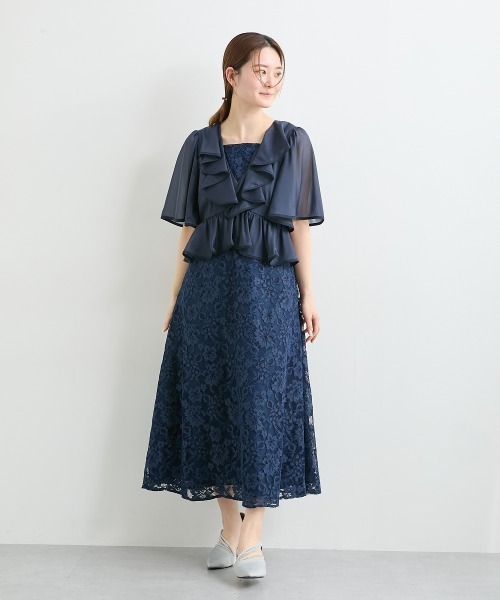 nissen(ニッセン)の「ラメボイルフリルデザインレースワンピースドレス(ドレス・レディース・ブラック/ネイビー・3L/LL/L/M/5L/4L)」の3枚目の写真