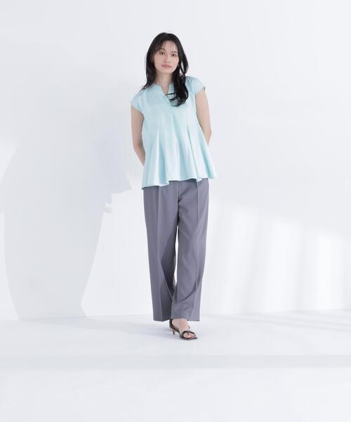 NATURAL BEAUTY BASIC（ナチュラルビューティーベーシック）の「マチフレアブラウス（シャツ/ブラウス・レディース・オフホワイト/ライトグリーン/ブラック・ﾌﾘ-）」の20枚目の写真