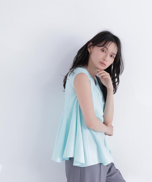 NATURAL BEAUTY BASIC（ナチュラルビューティーベーシック）の「マチフレアブラウス（シャツ/ブラウス・レディース・オフホワイト/ライトグリーン/ブラック・ﾌﾘ-）」の19枚目の写真