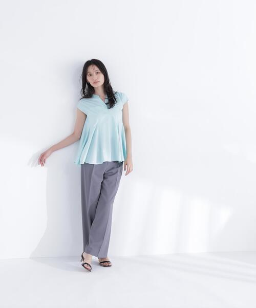 NATURAL BEAUTY BASIC（ナチュラルビューティーベーシック）の「マチフレアブラウス（シャツ/ブラウス・レディース・オフホワイト/ライトグリーン/ブラック・ﾌﾘ-）」の16枚目の写真