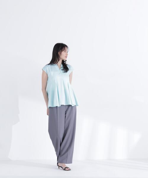 NATURAL BEAUTY BASIC（ナチュラルビューティーベーシック）の「マチフレアブラウス（シャツ/ブラウス・レディース・オフホワイト/ライトグリーン/ブラック・ﾌﾘ-）」の14枚目の写真