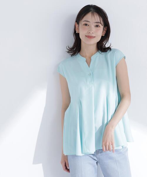 NATURAL BEAUTY BASIC（ナチュラルビューティーベーシック）の「マチフレアブラウス（シャツ/ブラウス・レディース・オフホワイト/ライトグリーン/ブラック・ﾌﾘ-）」の12枚目の写真