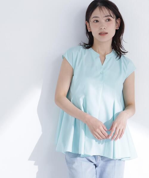 NATURAL BEAUTY BASIC（ナチュラルビューティーベーシック）の「マチフレアブラウス（シャツ/ブラウス・レディース・オフホワイト/ライトグリーン/ブラック・ﾌﾘ-）」の10枚目の写真