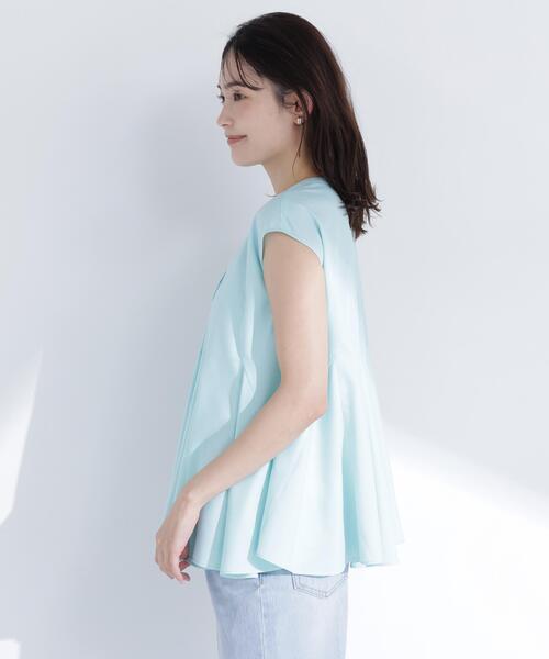 NATURAL BEAUTY BASIC（ナチュラルビューティーベーシック）の「マチフレアブラウス（シャツ/ブラウス・レディース・オフホワイト/ライトグリーン/ブラック・ﾌﾘ-）」の9枚目の写真