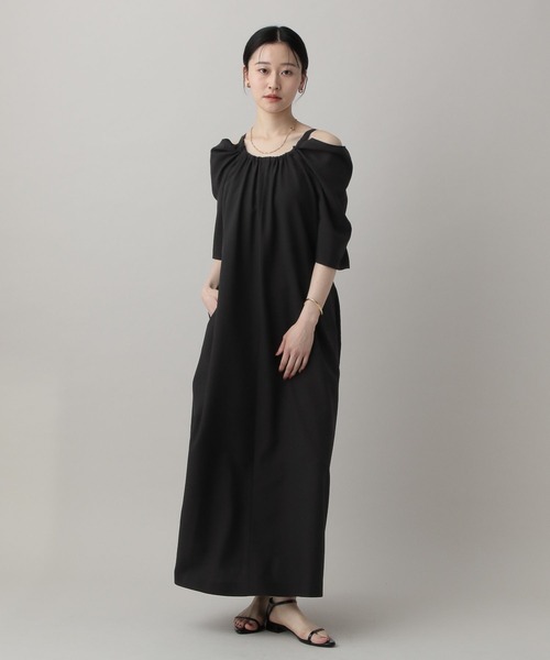 A part by(アパートバイ)の「オフショルリボンワンピース(ワンピース・レディース・ブラック/ベージュ・FREE)」の3枚目の写真