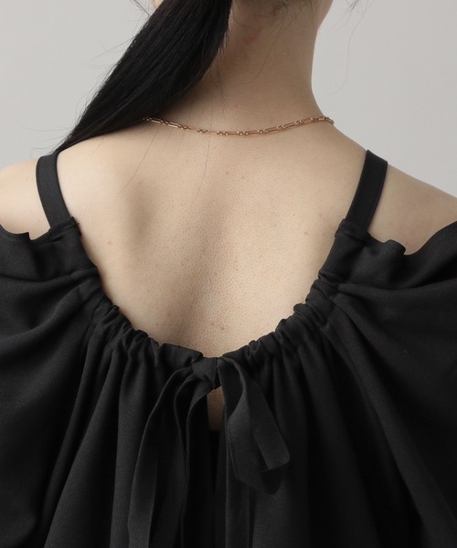 A part by(アパートバイ)の「オフショルリボンワンピース(ワンピース・レディース・ブラック/ベージュ・FREE)」の14枚目の写真