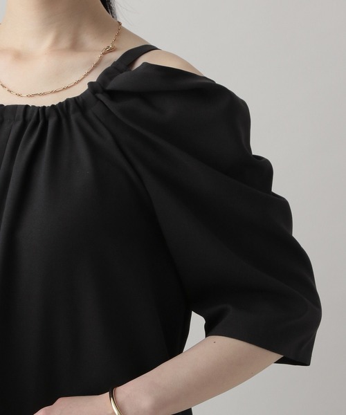 A part by(アパートバイ)の「オフショルリボンワンピース(ワンピース・レディース・ブラック/ベージュ・FREE)」の16枚目の写真