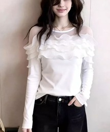 デコルテフリル ロングスリーブTシャツ