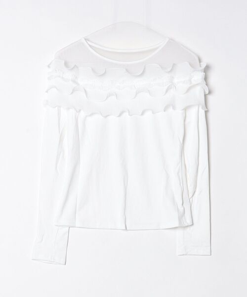 gossip!ロサンゼルス(ゴシップロサンゼルス)の「デコルテフリル ロングスリーブTシャツ(Tシャツ/カットソー・レディース・ホワイト/ブラック・FREE)」の14枚目の写真