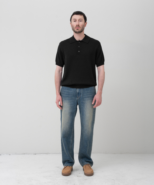MANNERGRAM(マナーグラム)の「ソフトコットン100 3PLY ポロ半袖ニット ブラック(ニット/セーター・メンズ・その他・MEDIUM/LARGE/X-LARGE/XX-LARGE)」の5枚目の写真