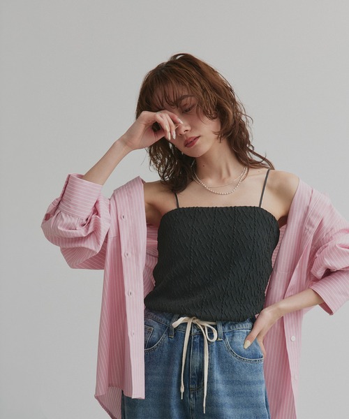 ad thie(アドティエ)の「カップ付き ジャガード キャミソール(キャミソール・レディース・オフホワイト/ブラック・LARGE/MEDIUM)」の8枚目の写真