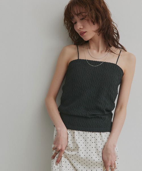 ad thie(アドティエ)の「カップ付き ジャガード キャミソール(キャミソール・レディース・オフホワイト/ブラック・LARGE/MEDIUM)」の13枚目の写真