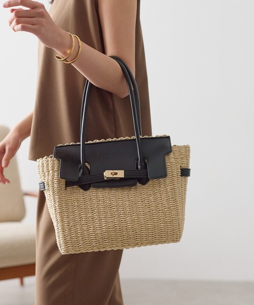 Elura(エルーラ)の「ペーパーベルトバック/670987(かごバッグ・レディース・ナチュラル/ブラック/ベージュ・FREE)」の11枚目の写真