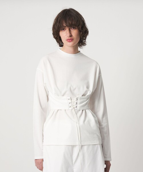 6(ロク)の「<6(ROKU)>コルセットビスチェ ロングスリーブトップス(Tシャツ/カットソー・レディース・ブラック/ホワイト・FREE)」の19枚目の写真
