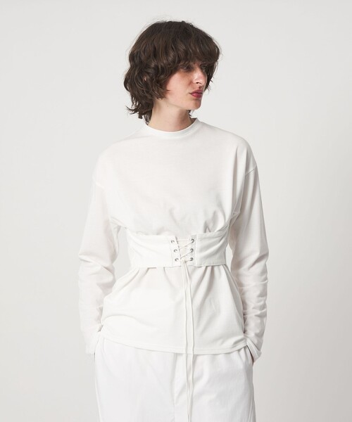 6(ロク)の「<6(ROKU)>コルセットビスチェ ロングスリーブトップス(Tシャツ/カットソー・レディース・ブラック/ホワイト・FREE)」の18枚目の写真
