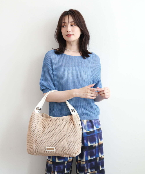 MK MICHEL KLEIN(エムケーミッシェルクラン)の「サイドファスナーメッシュデザイントートバッグ(トートバッグ・レディース・ベージュ/ブラック・00)」の2枚目の写真