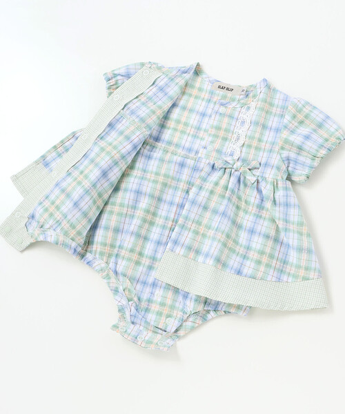 SLAP SLIP BABY(スラップスリップベビー)の「【お揃い】リボン付きマドラスチェックカバーオールベビー(70~80cm)(ロンパース・キッズ・グリーン系その他/ブルー系その他・80cm/70cm)」の15枚目の写真