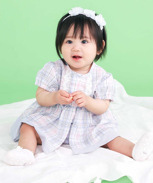 SLAP SLIP BABY(スラップスリップベビー)の「【お揃い】リボン付きマドラスチェックカバーオールベビー(70~80cm)(ロンパース・キッズ・グリーン系その他/ブルー系その他・80cm/70cm)」の18枚目の写真