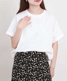 EGLANTINE フラミンゴスパンコール加工半袖Tシャツ