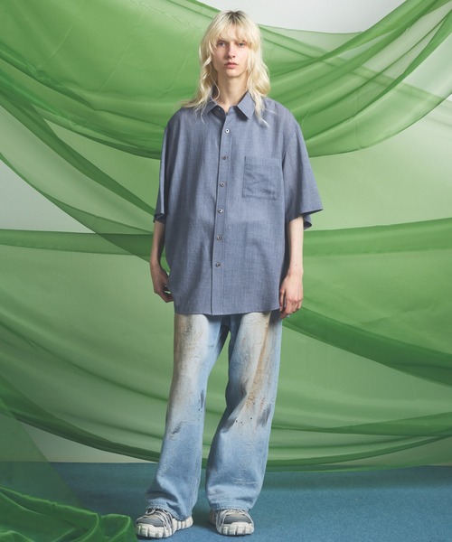 MAISON SPECIAL(メゾンスペシャル)の「《UNISEX》Destroy Damage Jacquard Prime-Wide Straight Denim/デストロイダメージジャガードプライムワイドストレートデニム【MAISON SPECIAL/メゾンスペシャル】(デニムパンツ・メンズ・ブラック/ライトブルー・0/1/2)」の3枚目の写真