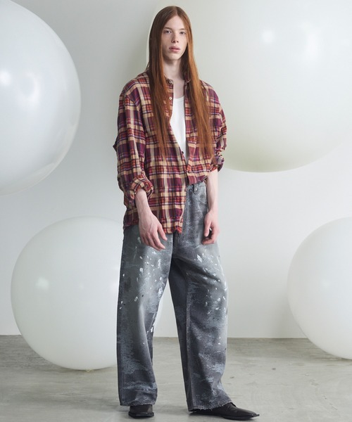 MAISON SPECIAL(メゾンスペシャル)の「《UNISEX》Destroy Damage Jacquard Prime-Wide Straight Denim/デストロイダメージジャガードプライムワイドストレートデニム【MAISON SPECIAL/メゾンスペシャル】(デニムパンツ・メンズ・ブラック/ライトブルー・0/1/2)」の7枚目の写真