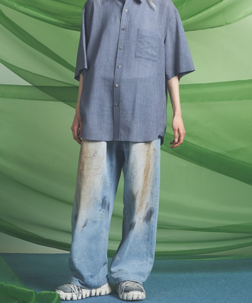 MAISON SPECIAL(メゾンスペシャル)の「《UNISEX》Destroy Damage Jacquard Prime-Wide Straight Denim/デストロイダメージジャガードプライムワイドストレートデニム【MAISON SPECIAL/メゾンスペシャル】(デニムパンツ・メンズ・ブラック/ライトブルー・0/1/2)」の9枚目の写真